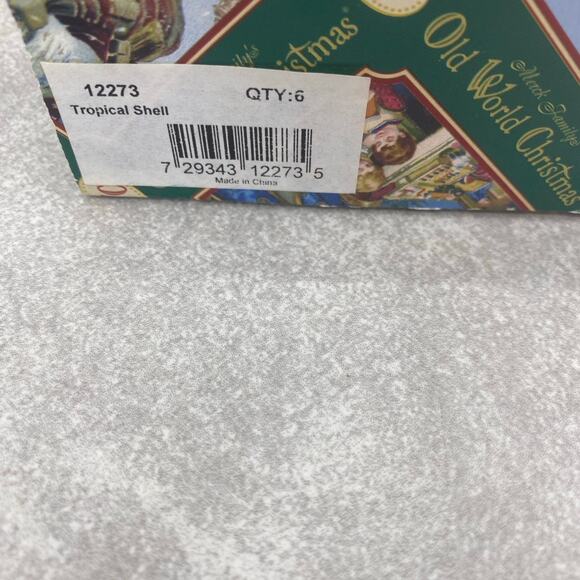 Old World Christmas Scallop Shell Design Fish Scene Christmas Ornaments Set of 6 - Picture 10 of 12